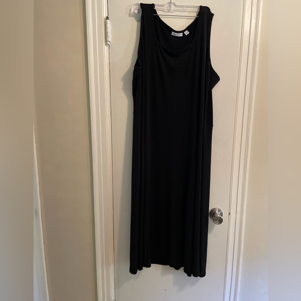 Susan Graver Black Liquid Knit Midi Dress Size 3X